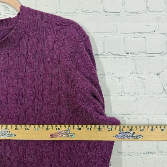 Cashemere Sweater XXL Purple Cable Knit Classic Preppy Pullover Dark Academia - Picture 12 of 15
